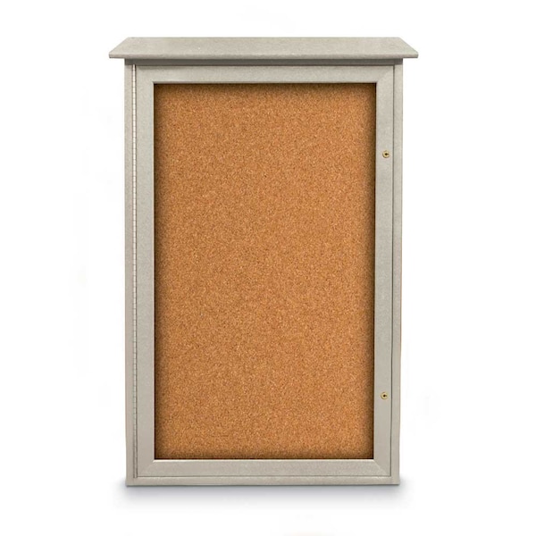 Indoor Enclosed Combo Board, 72"x36", Satin Frame/Grey & Cork